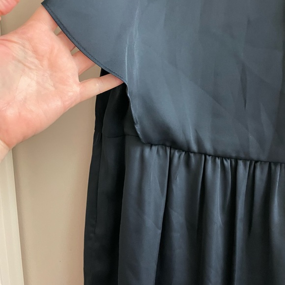 Alex + Alex navy blue mini dress size 6 short cap sleeves side zipper ruffles - Picture 10 of 13